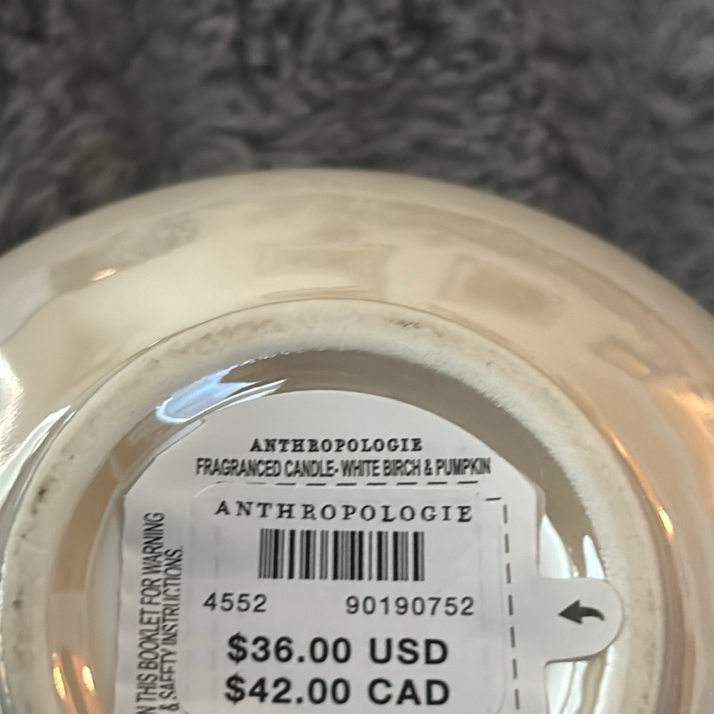 Anthropologie-Fall Figural White Birch & Pumpkin Ceramic Candle 🎃 - Picture 4 of 4
